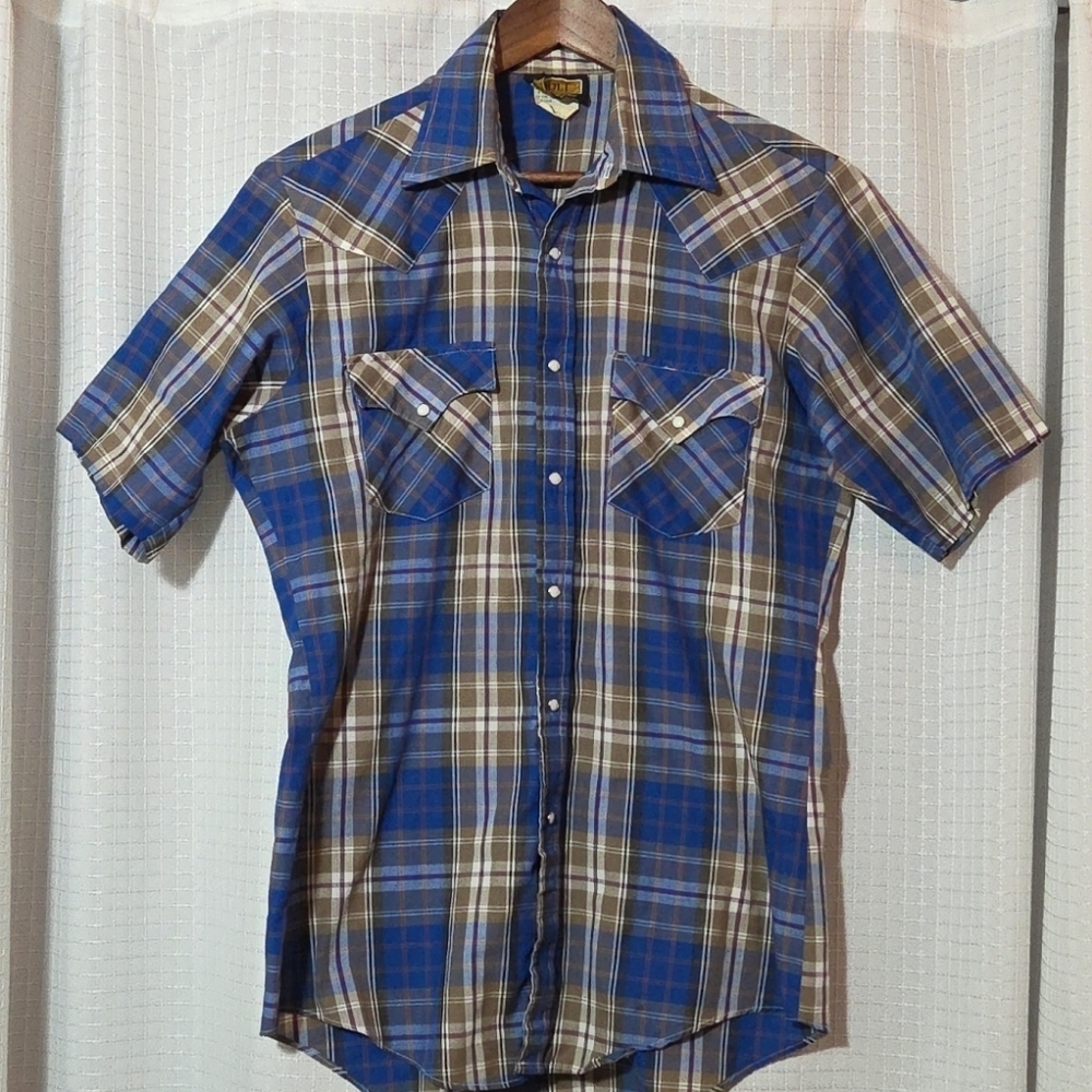 Vintage Holt Pearl Snap Shirt Men’s M Check  Western Single Stitch Made In USA